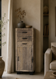 Stoere ladekast "Levv" met deurtje van oud hout