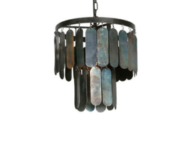 Stoere zware hanglamp zwart lamel - 30 cm