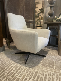 Mooie landelijk stoere industriële fauteuil met draaipoot zwart "Mick"