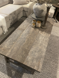 Stoere salontafel oud hout 150 x 70 cm