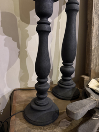 Mooie zwarte houten lampenvoet 50 cm