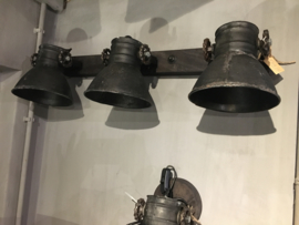 Stoere plafond / wandlamp in oud zwart 3 spot