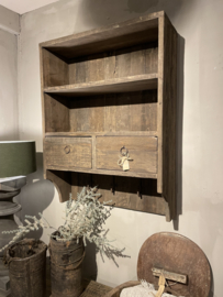 Stoer wandrek vergrijsd hout met lades - Jens-
