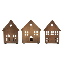 Leuke kaarsenhouders huisjes voor waxine - set van 3
