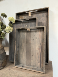 Stoer oud houten dienblad Jens - 3 maten