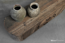 Stoer rond tvmeubel "Levv" van oud robuust hout 170 cm
