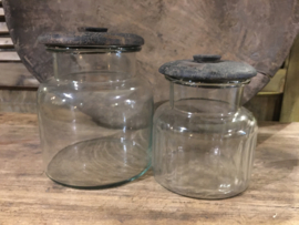 Leuk voorraad potje van glas met houten deksel -2 maten