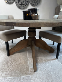 Stoere ronde eettafel "Reno" van oud hout Grey