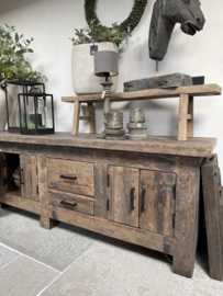 Stoer tvmeubel "Levv"  van oud robuust hout 220 cm