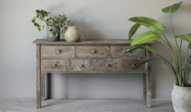 Stoere sidetable "Raf" van oud doorleefd hout - 7 lades