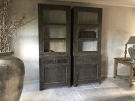 Hele stoere SET buffetkasten in oud zwart -"Bobbie"