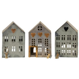 Leuke metalen huisjes - set van 3 stuks