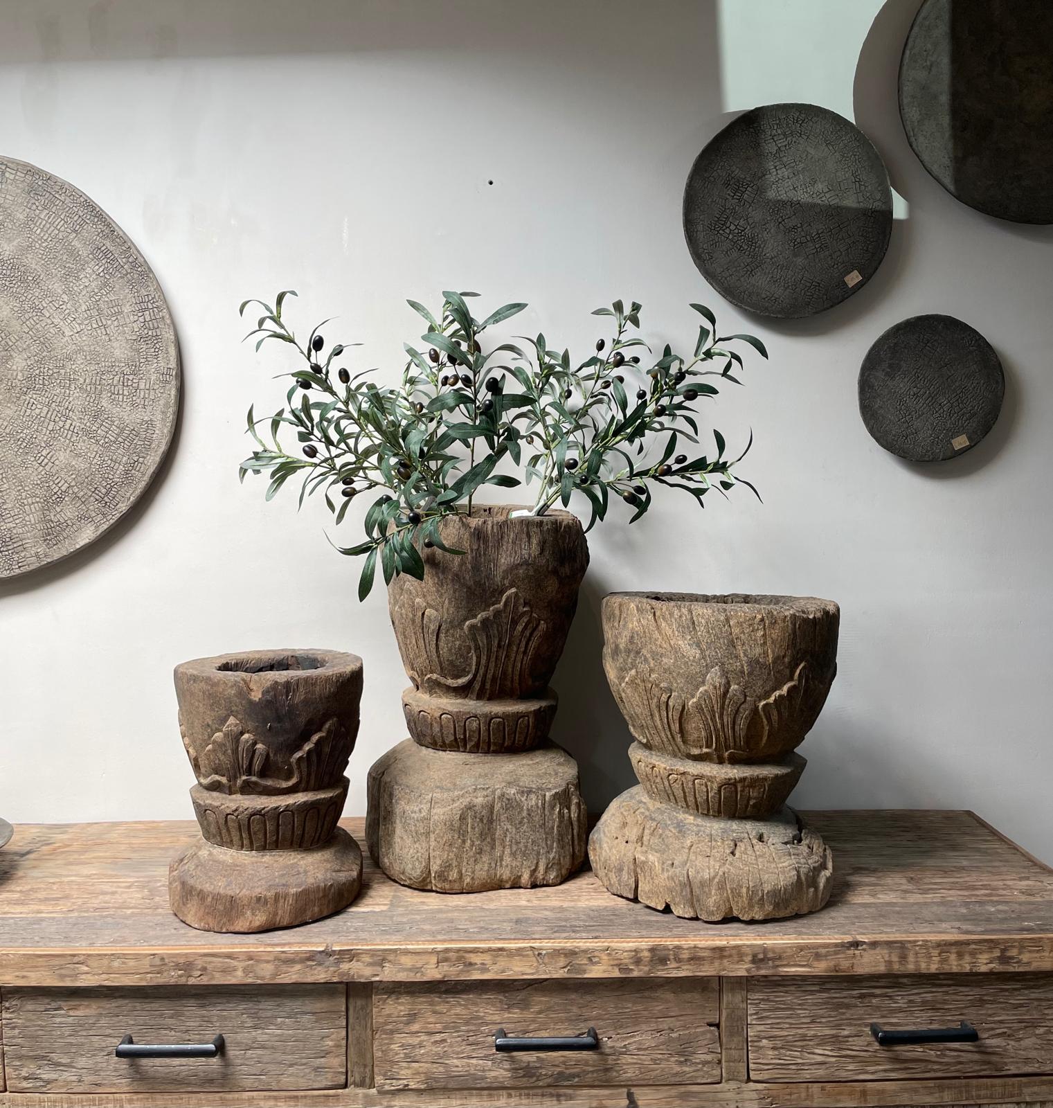 Stoere houten potten / vijzels