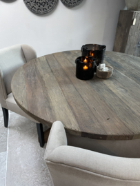 Stoere ronde eettafel "Reno" van oud hout Grey