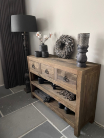 Stoere sidetable "Reno" 120 cm met 3 lades hoog grey