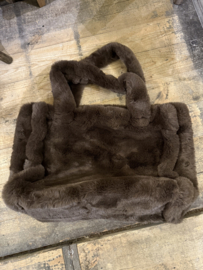 Leuke fluffy bont tas bruin