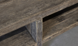 Stoer open tvmeubel "Levv" van oud robuust hout 220 cm
