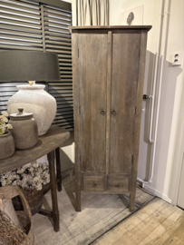 Stoere smalle kast "Raf" van oud doorleefd hout