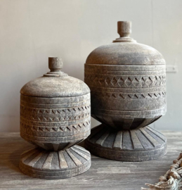 Stoere houten pot 'Lintang' met deksel van Luksa Home