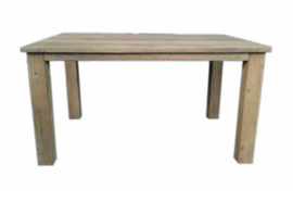 Stoere eettafel "Reno" van oud hout met blokpoot