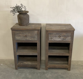 Stoere sidetable / kastje "Jens" met 1 lade en dubbele onderplank