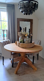 Stoere ronde eettafel "Reno" van oud hout Naturel