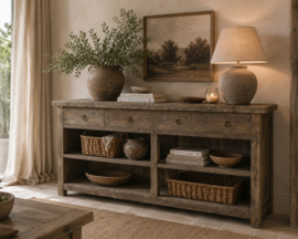 Landelijk robuust dressoir "Jens" vergrijsd hout