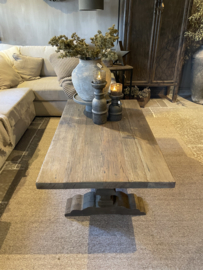 Stoere salontafel "Reno" met kloosterpoot grey 120 & 150 cm