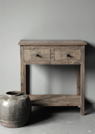 Stoere sidetable "Levv" oud hout met 2 lades