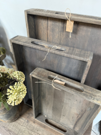Stoer oud houten dienblad Jens - 3 maten