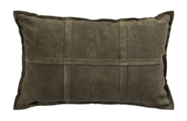 Stoer    kussen suede olijfgroen 60x40 -PTMD-