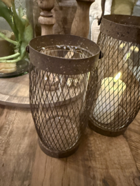 Metalen windlicht roest  - 2 maten