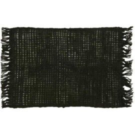 Placemat jute met franjes zwart