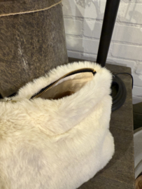 Leuk fluffy bonttasje / toilettasje offwhite