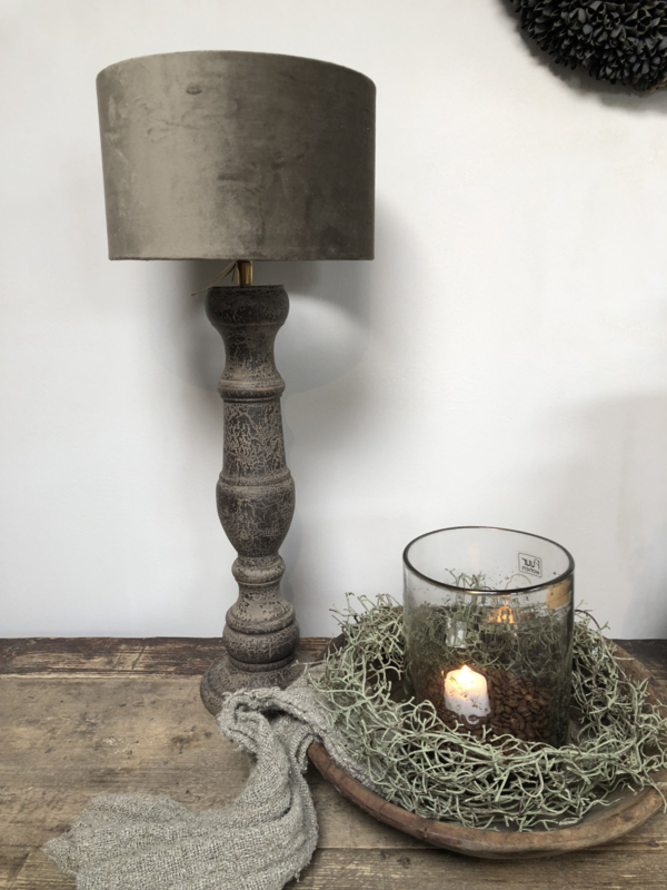 Landelijke tafellamp vergrijsd oud hout | Tafellampen | at Home