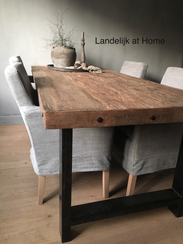 Onwijs Stoere eettafel oud hout met staal | Eettafels | Landelijk at Home MH-68