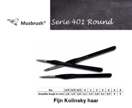 MusBrush 401 Serie Punt Fijn Kolinsky p/st. (prijs vanaf)