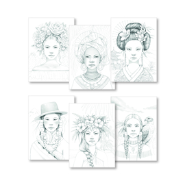 CF- Voorbedrukt Mixed media blok Vrouwen Portret