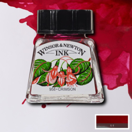 Winsor en Newton  Drawing Inkt Crimson 14ml.