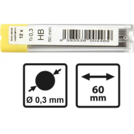 Vulling voor vulpotlood 0.3 mm 12 stuks HB