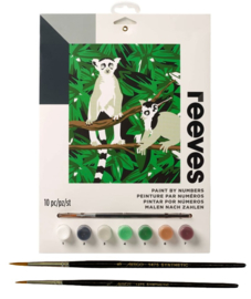 Schilderen op nummer - Lemur + gratis 2 extra penselen