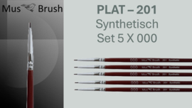 MusBrush 201 serie Set 5x No. 000 plat penseel synthetisch