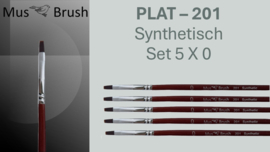 MusBrush 201 serie Set 5x No. 0 plat penseel synthetisch