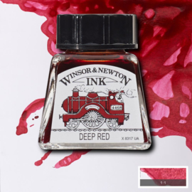 Winsor en Newton  Drawing Inkt Deep Red 14ml.