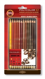 Koh-I-Noor Polycolor Kleurpotloden 12stuks Brown-line