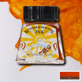 Winsor en Newton  Drawing Inkt Sunshine yellow 14ml.