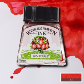 Winsor en Newton  Drawing Inkt Scarlet 14ml.