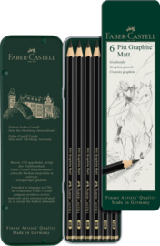 Grafietpotlood Faber-Castell Pitt Mat set 6 delig in blik