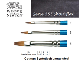 Winsor & Newton Cotman Serie 555 Short & flat  lange steel p/st. (prijs vanaf)