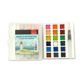 AMI Watercolor Pocket Box 18 kleuren + Brush pen